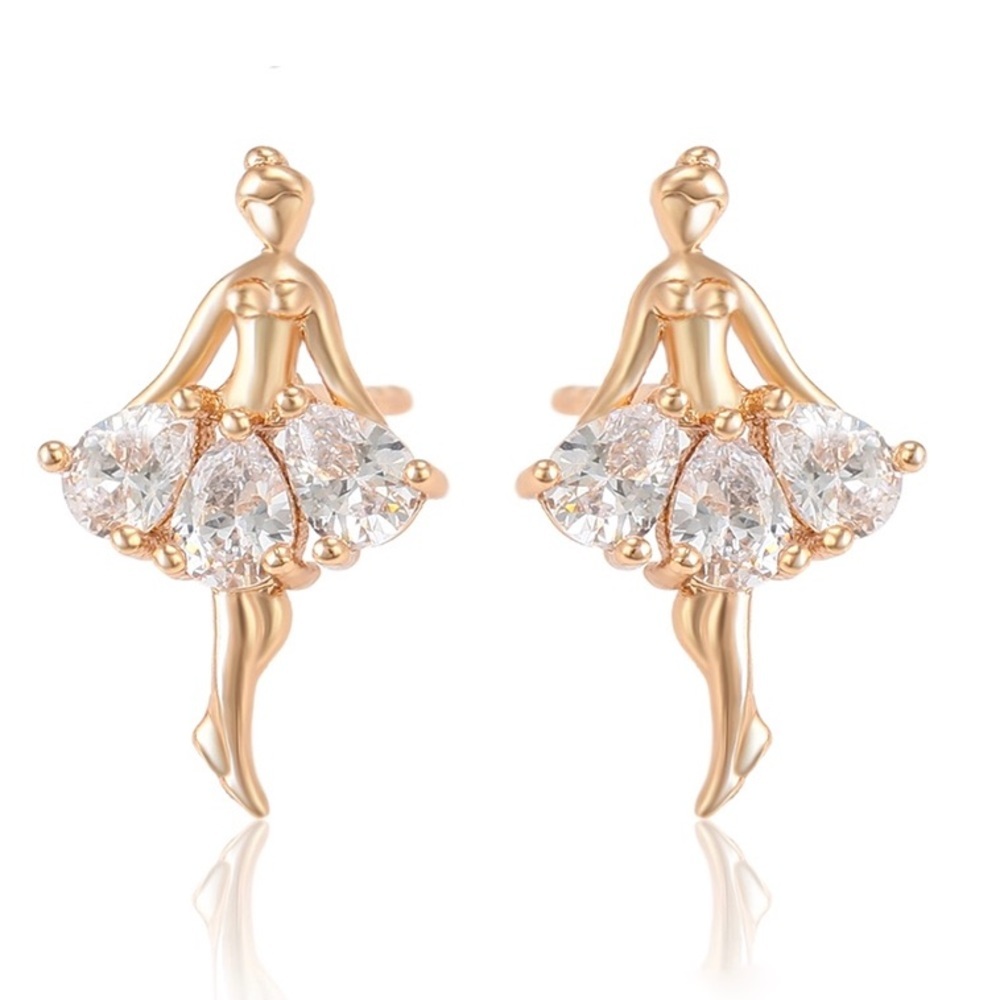 Cz Ballerina 18k Gold Plated studs Earrings